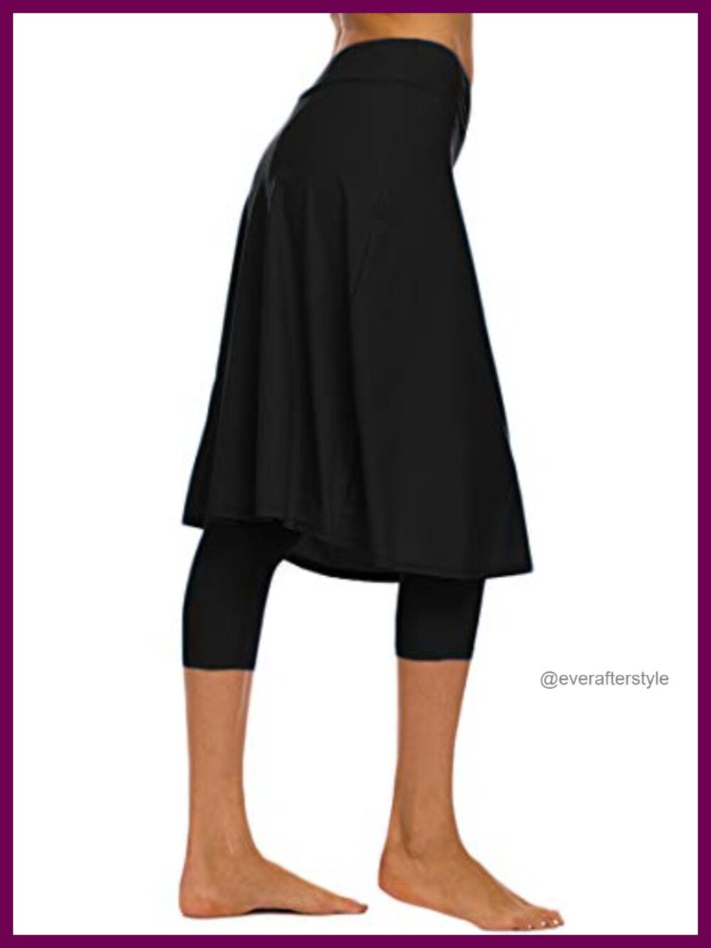 Women's Extra Long Swim Skirt with Capris Leggings Skirted Swimwear